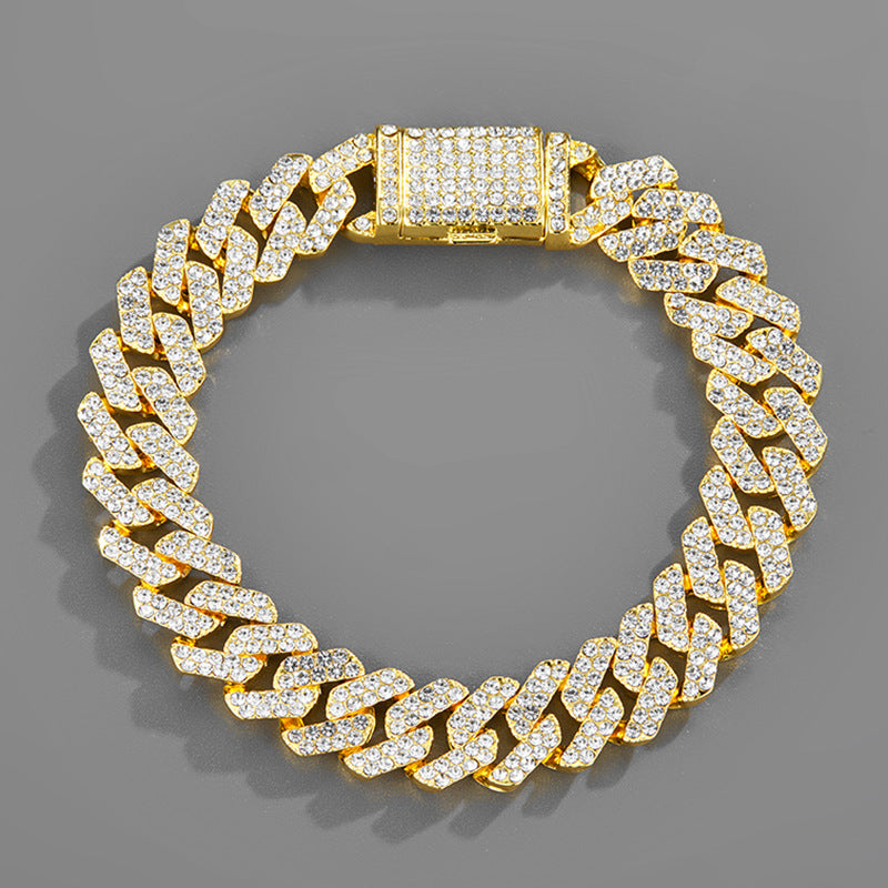 Cross-border explosions hip-hop full diamond necklace diamond Joker 12mm with diamond high sense Cuban chain jewelry wholesale