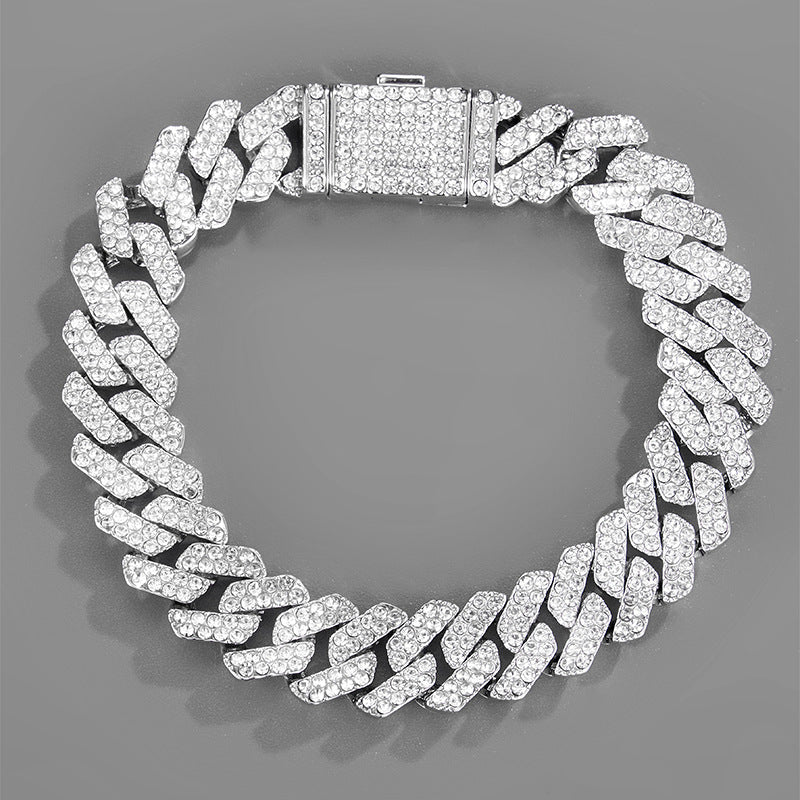 Cross-border explosions hip-hop full diamond necklace diamond Joker 12mm with diamond high sense Cuban chain jewelry wholesale