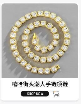 Cross-border explosions hip-hop full diamond necklace diamond Joker 12mm with diamond high sense Cuban chain jewelry wholesale