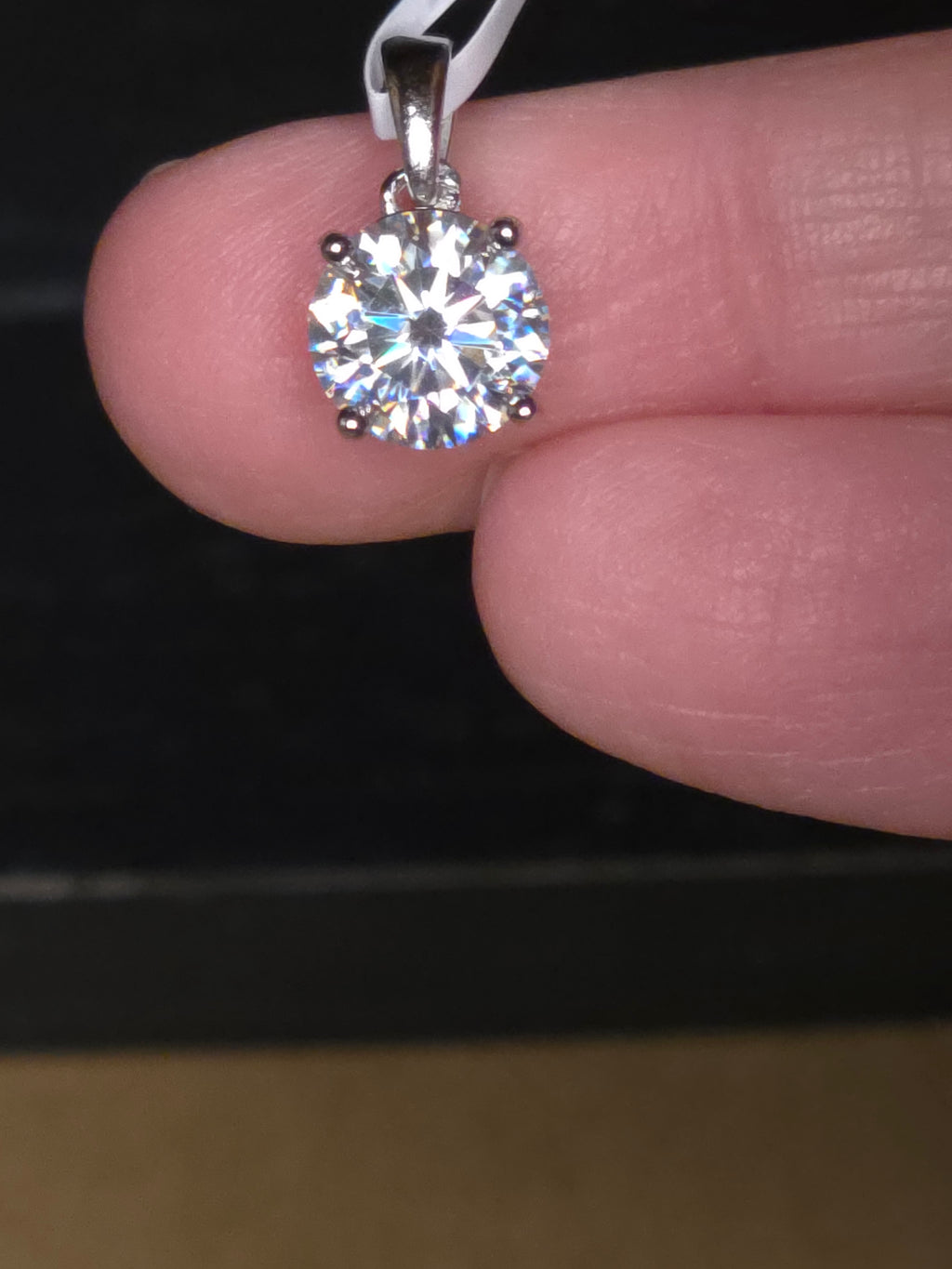 2 Carat Moissanite 8MM Pendent on Sterling Silver