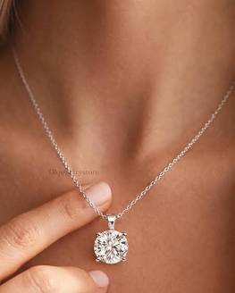 2 Carat Moissanite 8MM Pendent on Sterling Silver